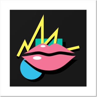 Retro 90s Aesthetic Vaporwave Lips Posters and Art